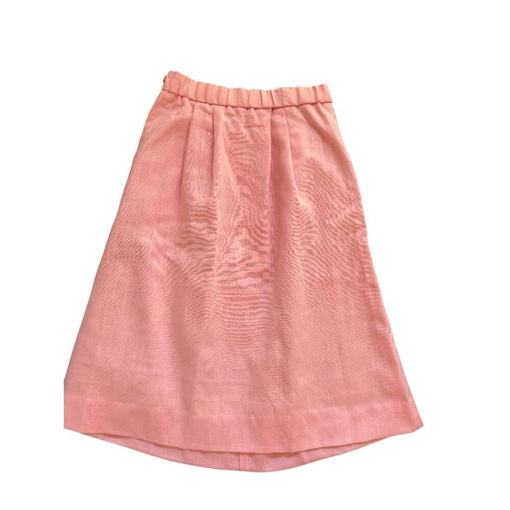 Vintage women’s small baby light blush powder pink  midi skirt high rise A-line